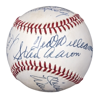 500 Home Run Club Multi-Signed ONL Giamatti Baseball With 11 Signatures Including Mantle, Williams, Aaron & Banks (PSA/DNA)